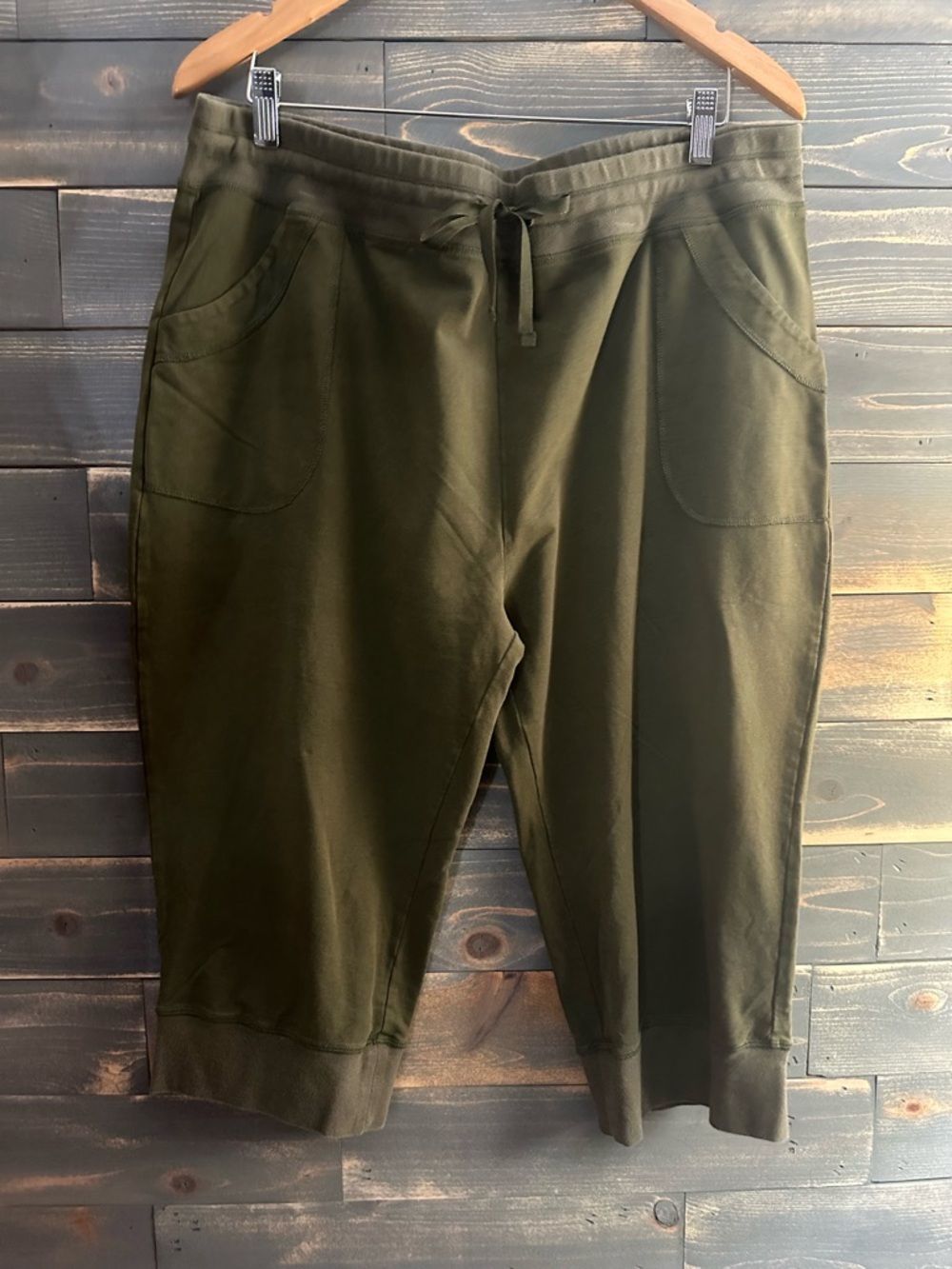 Latuza Olive Green Cotton Blend Capri- XXL